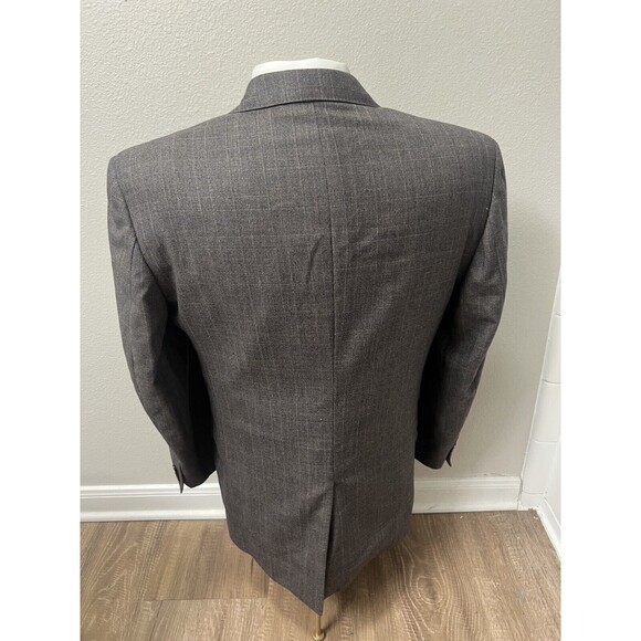 Jos. A. Bank Signature Blazer Men 40R  Gray Brown Windowpane Plaid Wool Jacket - Picture 5 of 16